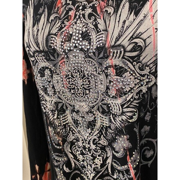 LOCAL Black Red Tie-Dye Graphic T Shirt Tunic Dress Sz L USA Goth Y2K Punk Lace - Picture 3 of 13